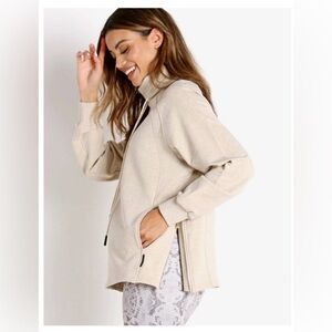 Varley Atlas cowl drawstring pullover side zips oatmeal size large